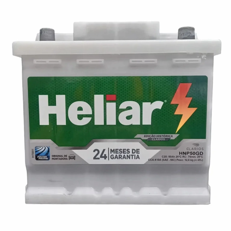 Bateria Heliar 50 Amperes Lado Direito Caixa Alta - 2 Ano Garantia 