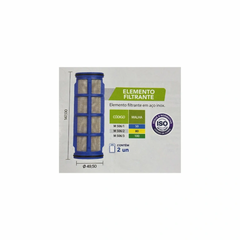 Elemento do Filtro de Sucçao Em Aço Inox Malha 100 - M506/3 - Magnojet